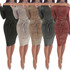 Bodycon Bandage Evening Cocktail Party Dress Women Off the Shoulder Long Sleeve Sexy Dress