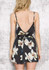 Black Floral Sashes Condole Belt V-neck Mini Dress