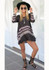 Casual Black Floral Print Draped Round Neck Casual Mini Dress