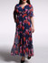 Casual V-Neck Floral Chiffon Plus Size Maxi Dress With Ruffled Hem