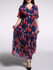 Casual V-Neck Floral Chiffon Plus Size Maxi Dress With Ruffled Hem