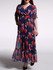 Casual V-Neck Floral Chiffon Plus Size Maxi Dress With Ruffled Hem