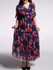 Casual V-Neck Floral Chiffon Plus Size Maxi Dress With Ruffled Hem