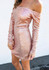 Casual Pink Plain Sparkly Sequin Boat Neck Off-shoulder Bodycon Mini Dress