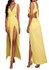 Yellow Plain Tie Back Side Slit Backless Chiffon Maxi Dress