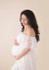 White Lace Bandeau Pleated Boat Neck Off Shoulder Floor Length Maternity Maxi Dress
