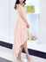 Casual High-Low Round Neck Bowknot Plain Chiffon Maxi Dress