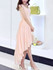 Casual High-Low Round Neck Bowknot Plain Chiffon Maxi Dress