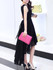 Casual High-Low Round Neck Bowknot Plain Chiffon Maxi Dress