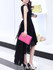 Casual High-Low Round Neck Bowknot Plain Chiffon Maxi Dress