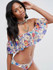 Off-the-shoulder Falbala Printed Bikini Swimwear
