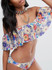 Off-the-shoulder Falbala Printed Bikini Swimwear