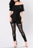 Black Lace-up Ruffle Hollow-out Off Shoulder Drawstring Waist High Waisted Long Jumpsuit