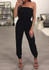 Black Bandeau Off Shoulder Backless Casual Long Jumpsuit