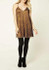 Casual New Women Golden Plain Spaghetti Strap See-through Off Shoulder Mini Dress