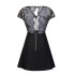 Black Lace Hollow-out Pleated Backless Deep V-neck Cute Homecoming Skater Mini Dress