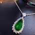 925 Sterling Silver Water Drop Shaped Green Peridot Pendant Necklace: Hutzell