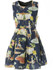 Casual Round Neck Cartoon Graffiti Skater Dress