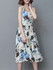 Casual Round Neck Drawstring Printed Sleeveless Skater Dress
