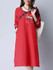 Casual Round Neck Embroidery Plain Blend Shift Dress