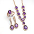 Simple Classic  Amethyst Gemstone Necklace Ring Earring  Jewelry Set