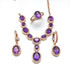 Simple Classic  Amethyst Gemstone Necklace Ring Earring  Jewelry Set