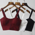 Crop Top  Women Camis Halter Top Women Camisole  Summer Sexy Sleeveless Slim Low Chest Button