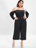 Open Shoulder Bow Tie Wide Legs Jumpsuit