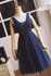 Elegant Deep V Neck Homecoming Dress,Appliques Beading Short Prom Dress H186