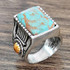 Vintage Antique Green Stone Fashion Jewelry Blue Turquoises Finger Ring