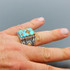 Vintage Antique Green Stone Fashion Jewelry Blue Turquoises Finger Ring