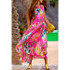 Printed Chiffon Loose Boho Beach Maxi Dress