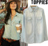 VenusFox Women Denim Shirts with Pockets Causal Denim Blouse