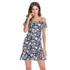VenusFox Women Summer Print Beach Lotus Leaf Sleeve Sexy Backless Party Dress