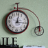 Penny Farthing Bicycle Wall Clock, Red