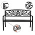 VINGLI 50" Patio Park Garden Bench Outdoor Metal Benches,Cast Iron Steel Frame Chair Front Porch Path Yard Lawn Decor Deck Furniture for 2-3 Person Seat
