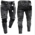 Biker Jeans Men's Distressed Stretch Ripped Biker Jeans Men Hip Hop Slim Fit Holes Punk Denim Jeans Cotton Pants Zipper jeans