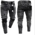 Biker Jeans Men's Distressed Stretch Ripped Biker Jeans Men Hip Hop Slim Fit Holes Punk Denim Jeans Cotton Pants Zipper jeans