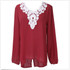 V Neck Loose Fitting Lace Blouses
