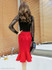 Ruffled Hem Fishtail Hem Plain Mermaid Maxi Skirts