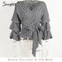 Sexy Ruffled Off Shoulder Ruched Sleeves Waist Tie Cotton Blouse