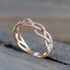 Twist Rope Engagement Hemp Cubic Wedding Ring For Women Rose Gold