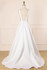 Elegant Ivory V-neck Simple Cheap Satin Prom Dresses With Pockets M851