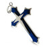 Stainless Steel Lords Prayer Cross Men Pendant Necklace Blue Silver