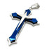 Stainless Steel Lords Prayer Cross Men Pendant Necklace Blue Silver