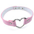 Women Leather Choker Necklace, Grils Punk Goth Emo Heart Collar Choker Chain, Pink Silver