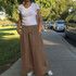 Celmia 2020 Fashion Casual Solid Wide Leg Pants Women High Waist Loose Palazzo Retro Linen Pants Office Ladies Trousers Pantalon