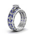 Fashion Couple Ring Blue Men Ring White Heart Rhinestones Zircon Women Ring Sets Wedding Engagement Gift