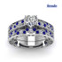 Fashion Couple Ring Blue Men Ring White Heart Rhinestones Zircon Women Ring Sets Wedding Engagement Gift