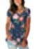SAMPEEL Women's Basic V Neck Short Sleeve Floral T Shirts